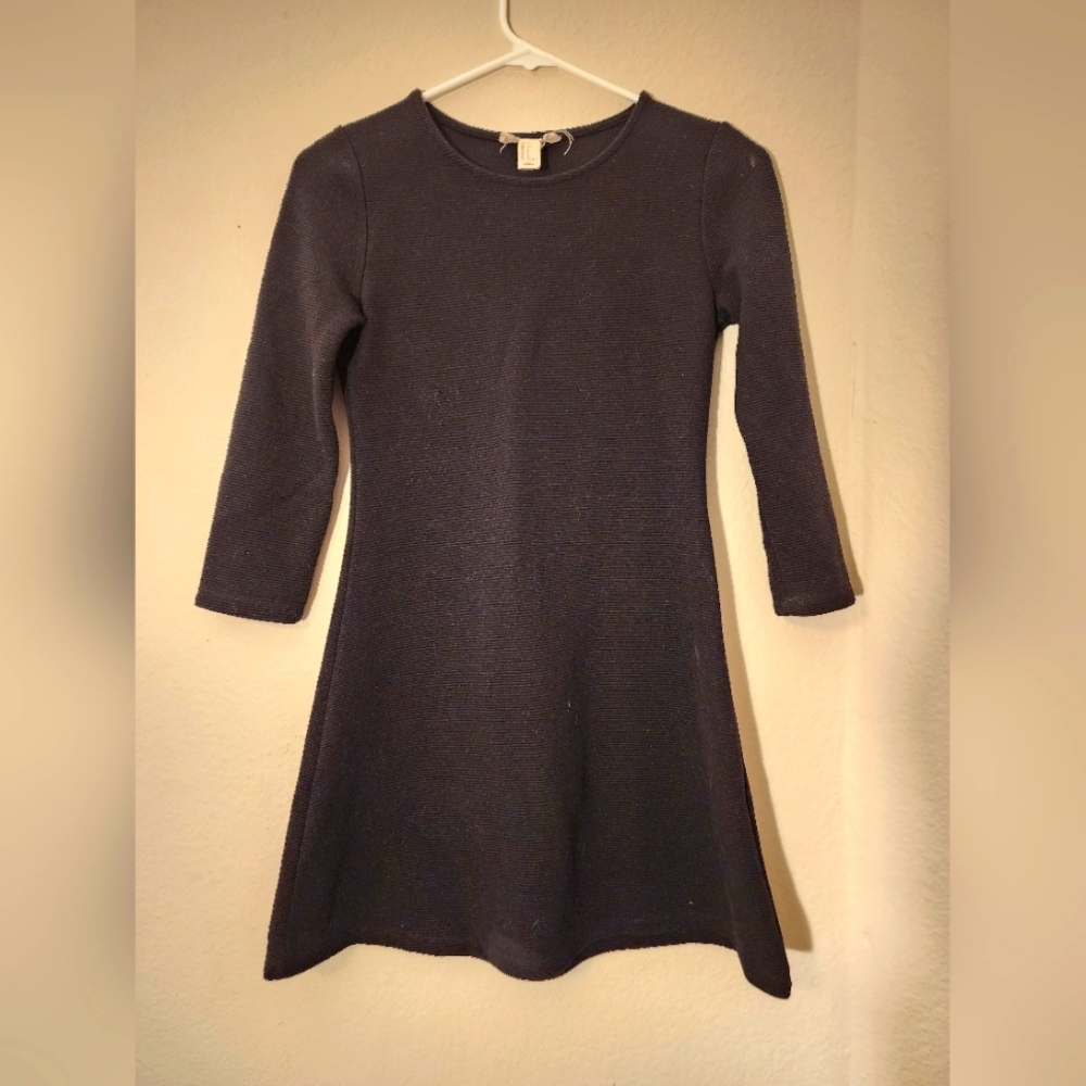 Forever 21 Black 3/4 sleeve Scoop Neck Skater Dress